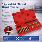 15Pcs Metric Thread Repair Tool Set Screw Extractor Tap Die Bolt Fix Tool Set
