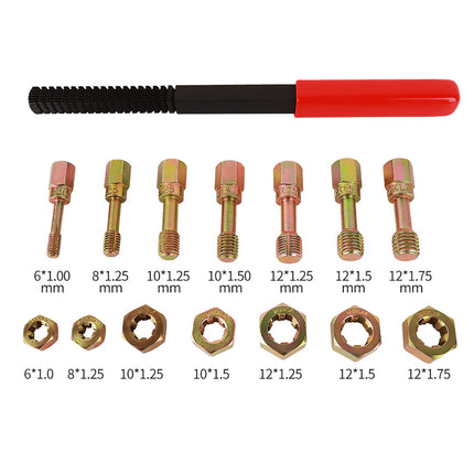 15Pcs Metric Thread Repair Tool Set Screw Extractor Tap Die Bolt Fix Tool Set