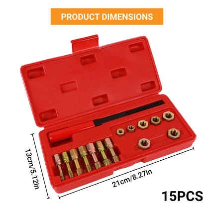 15Pcs Metric Thread Repair Tool Set Screw Extractor Tap Die Bolt Fix Tool Set