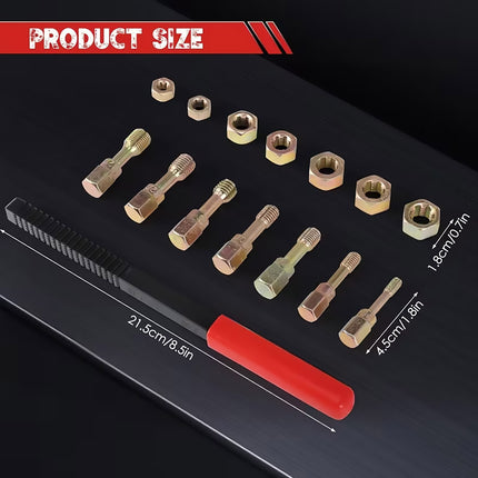 15Pcs Metric Thread Repair Tool Set Screw Extractor Tap Die Bolt Fix Tool Set