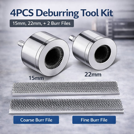 4pcs 15mm/22mm Copper Pipe Deburring Maintenance Tool Kit with 2 Burr File Set