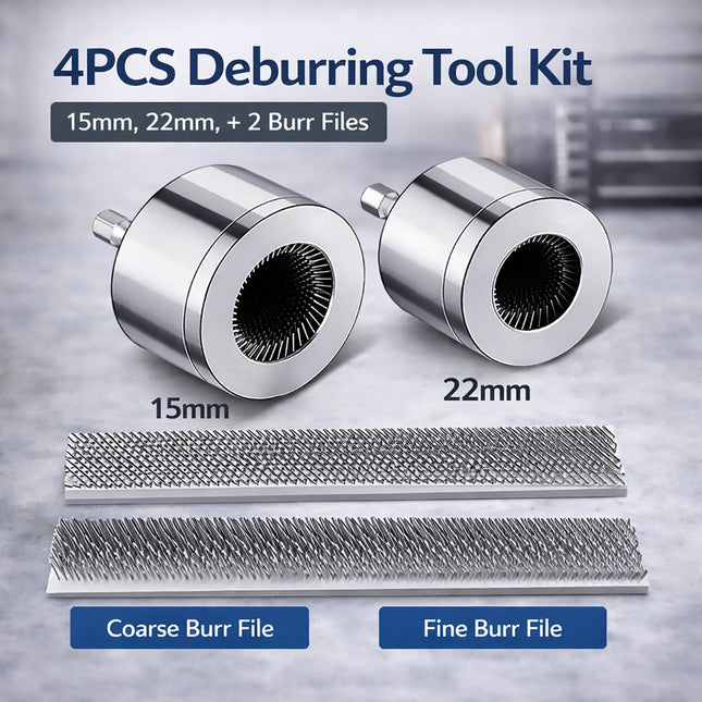 4pcs 15mm/22mm Copper Pipe Deburring Maintenance Tool Kit with 2 Burr File Set