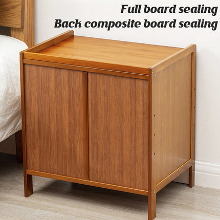 Bamboo Bedside Table with Drawer Sturdy Storage Organizer for Home Bedroom Use
