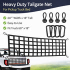 Heavy Duty Pickup Truck Tailgate Cargo Net Bungee Load Securing Truck Bed Net