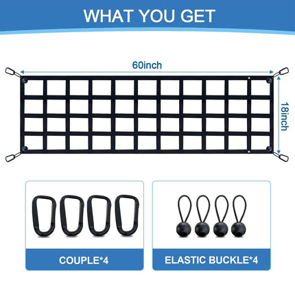 Heavy Duty Pickup Truck Tailgate Cargo Net Bungee Load Securing Truck Bed Net