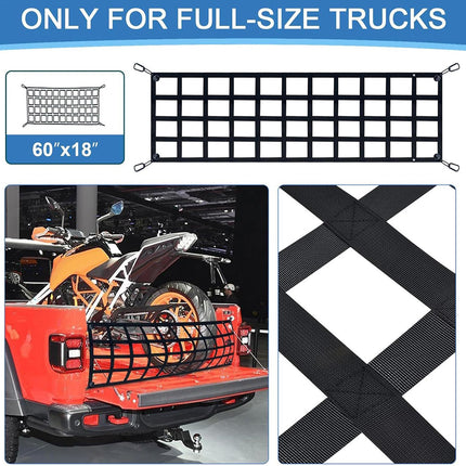 Heavy Duty Pickup Truck Tailgate Cargo Net Bungee Load Securing Truck Bed Net