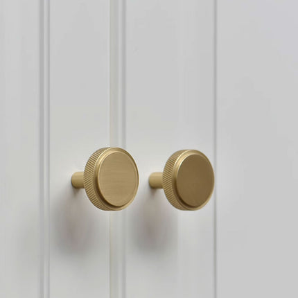 Brass Handle Modern Simple Knurled Copper Pull Closet Drawer Cabinet Door Handle
