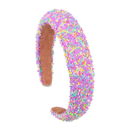 Hairband Padded Sponge Sequin Women's Wide Hair Band Hoop Headband Fashion - Aimall