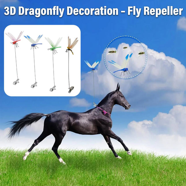 3D Dragonfly Garden Clips Fly Deterrent 4 Colour Pack