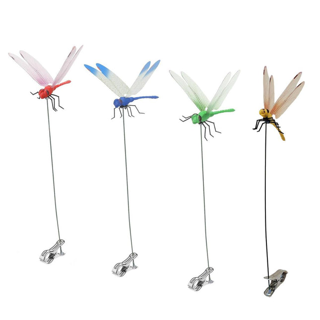3D Dragonfly Garden Clips Fly Deterrent 4 Colour Pack