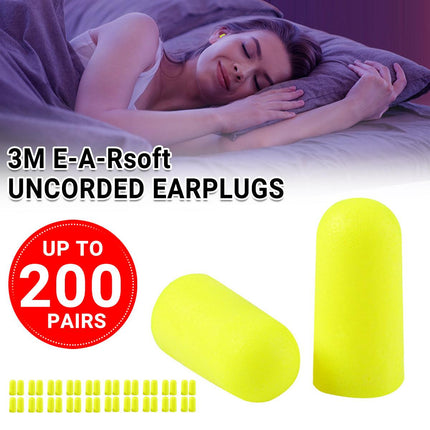 3M Yellow Uncorded Earplugs 1250 NRR33 Class AL Ear Plugs 5-200 Pairs Soft