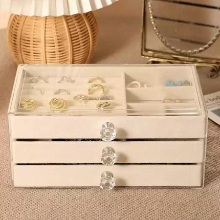 3Tier Acrylic Jewelry Organizer Box Display Drawer Case Earring Necklace Storage - Aimall