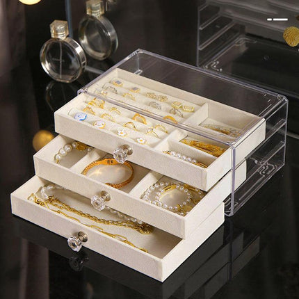 3Tier Acrylic Jewelry Organizer Box Display Drawer Case Earring Necklace Storage - Aimall