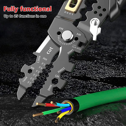 25in1 Wire Stripping Pliers Multi Function Cable Splitter Cutter Winding Tool