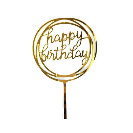 Happy Birthday Acrylic Cake Topper Cake Decoration Golden Silver Party - Aimall