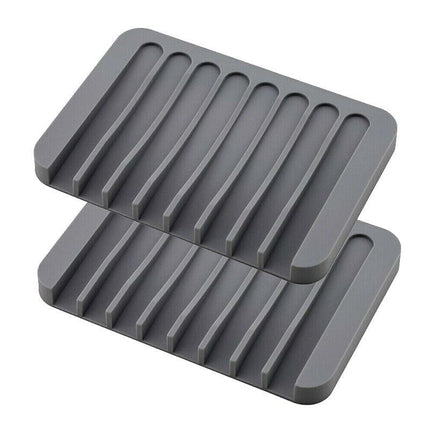 2X Silicone Soap Dish Soap Holder Rack Tray Plate Saver Storage For Bathroom new - Aimall