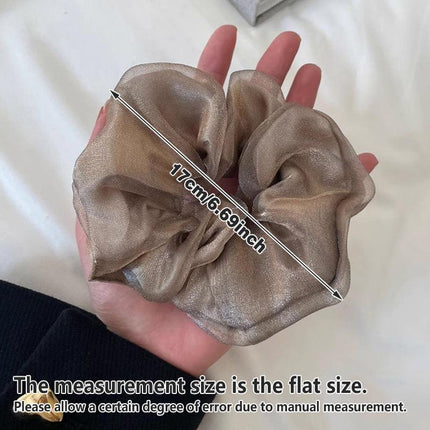 Double-Deck Solid Colour Organza Mesh Hair Scrunchies Ponytail Hairband Female