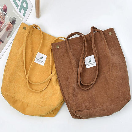 Women Corduroy Applique Tote Bags Handbag Messenger Canvas Shoulder Bag Travel - Aimall