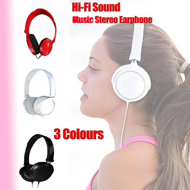 Over Ear Headphones Hi-Fi Stereo Noise-Cancelling Headsets Wired Earphones Au