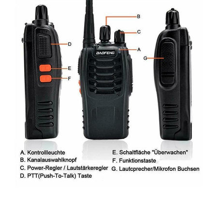2~6X Bf-88E Two Way Radio Walkie Talkie Uhf 400-470Mhz Handheld + Earbuds - Aimall