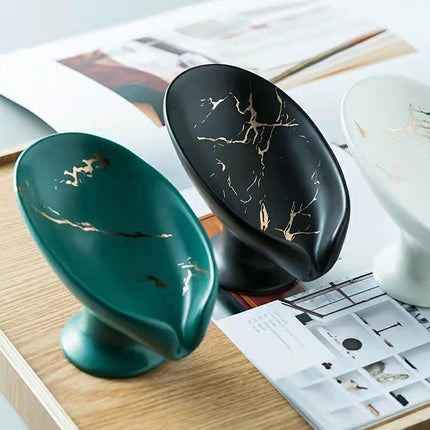 Light Luxury Ceramic Soap Dish Drainage Soap Holder Household Soap Storage Box