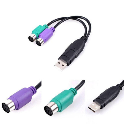 USB Male to PS2 Female Adapter Active Converter Cable Barcode scanner KVM Switch - Aimall