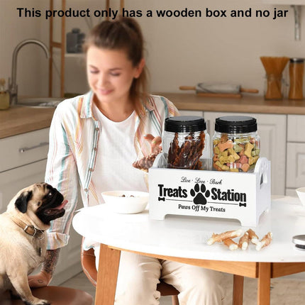 Dog Treat Container Wood Dog Food Storage Box for Cat Dogs with Paw Print Design