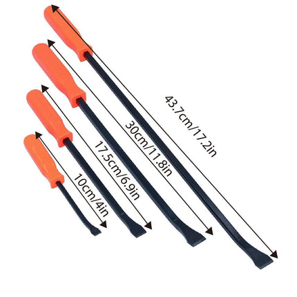 Horusdy 4Pcs Steel Pry Bar Set Heavy Duty Mechanic Crowbar Car 4" 7" 12" 17-1/2"