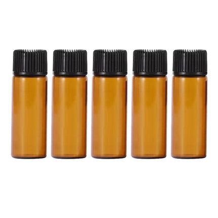 5pcs 2ml-5ml Amber Glass Orifice Reducer Bottles Sample Vial Dram Essential Oils