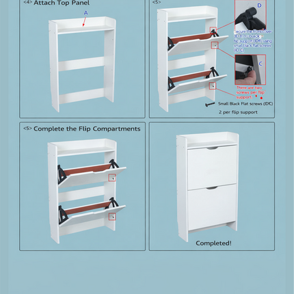 Ultra Thin Flip Down Shoe Cabinet Entryway Storage Organizer with 2 Doors