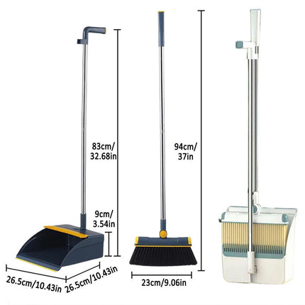 Folding Broom Dustpan Set Rotating Household Sweeping Hair Removal Cleaning Tool