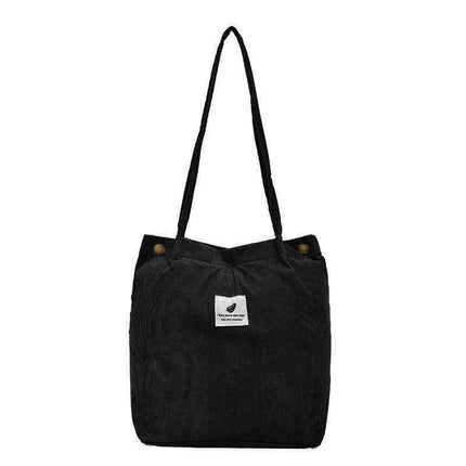 Women Corduroy Applique Tote Bags Handbag Messenger Canvas Shoulder Bag Travel - Aimall