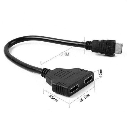 HDMI Splitter 1 In 2 Out Cable Adapter Converter 1080 Multi Display Duplicator - Aimall