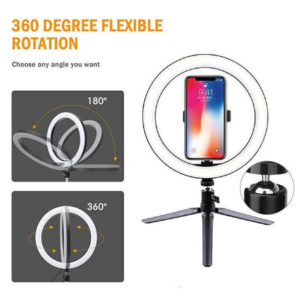 10”LED Dimmable Ring Light with Selfie Tripod for Makeup & Live Streaming