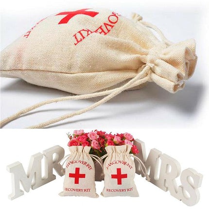 10x Hangover Recovery Kit Muslin Favour Bags Rustic Hens Party Engagement - Aimall