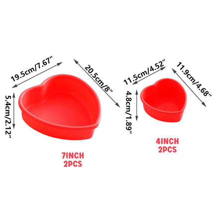 4pcs Simple Love Silicone Cake Moulds Baking Molds for Cupcakes and Desserts