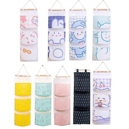 Bear Rabbit Sundry Storage Bag 3 Pockets Door Wall Hanging Organizer Pouch AU - Aimall