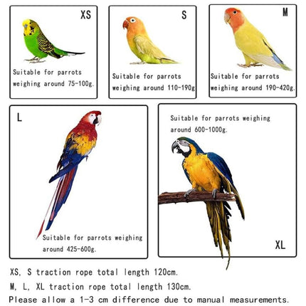 S Pet Parrot Bird Harness Lead Leash Flying Training Rope Cockatiel Outdoor