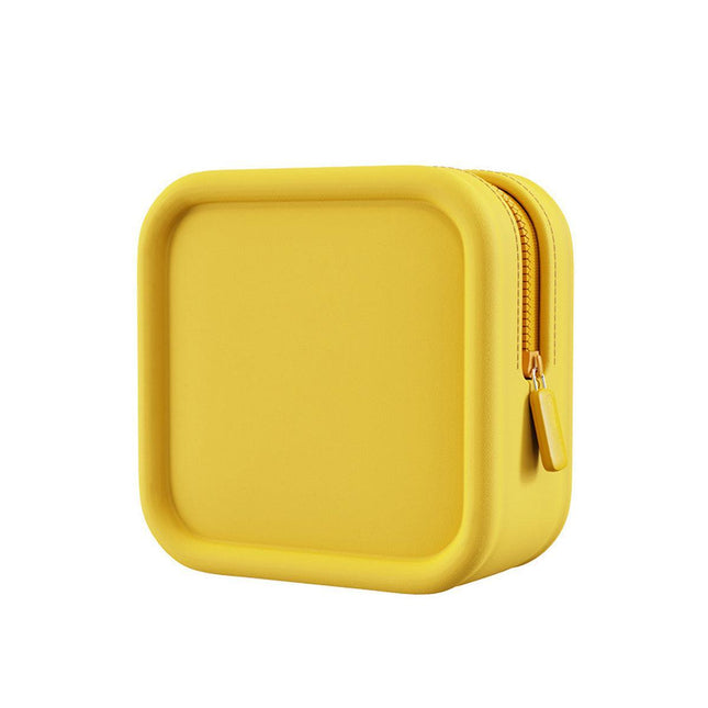 Yellow Portable Cosmetic Bag Travel Organiser Toiletry Case for Makeup Storage