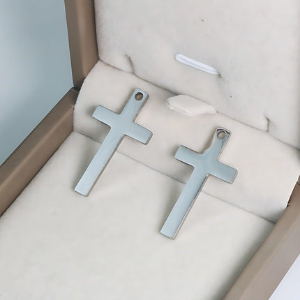 Gold-Plated Stainless Steel Men's Cross Fashion Pendant Necklace with Long Chain