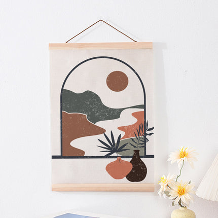 Scroll Painting with Solid Wood Hanger Traditional Chinese Style For Home Decor