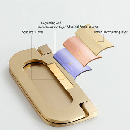 Flat Handle Ring Drawer Cabinet Pull Gold Furniture Door Handle Modern Style