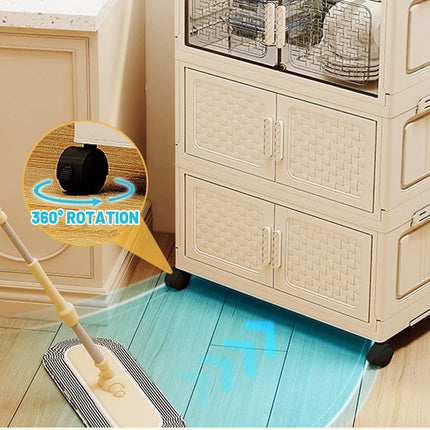 Plastic Multi Layer Foldable Storage Cabinet 5-Tier Dustproof for Home Organizer