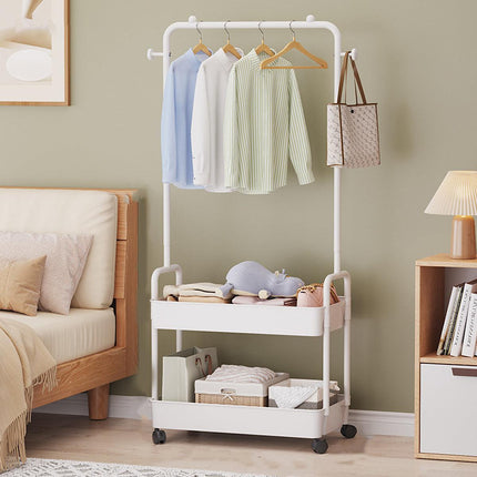 Multipurpose Clothing Rack with Wheels Rolling Wardrobe Organizer for Clothes