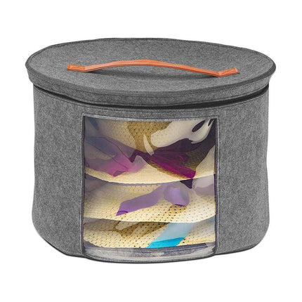 Large Round Hat Storage Box Women Men Travel Organizer Lid Felt Case Pop Up Home