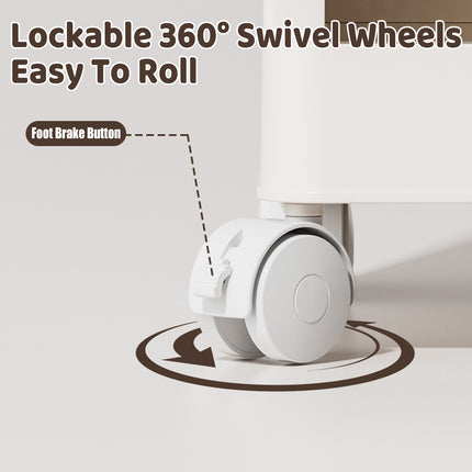 Movable Multi-Layer Book Shelf Rolling Bookcase for Study Bedroom Book Storage