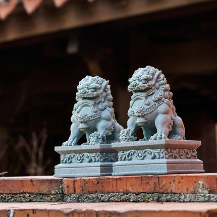 1 Pair Chinese Style Small Stone Lion Decoration Home Desktop Decor Art Craft