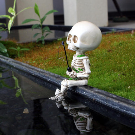 Skeleton Fishing Ornament Decorative Flower Pot Decoration for Home or Garden