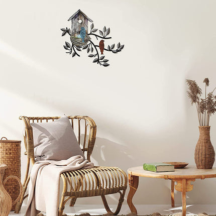 Metal Birdhouse Wall Decoration Iron Mural for Home Garden Outdoor Indoor Decor