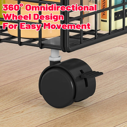 Under-Table Movable Storage Rack with Wheels for Office Home Kitchen Durable